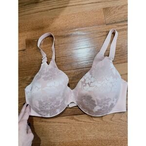Soma Vanishing Back Full Coverage Lace Bra 38D Pink Smooth Comfort